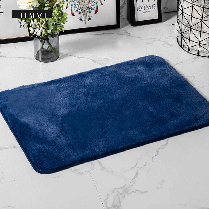Blue Rabbit hair Fur bathroom mat
