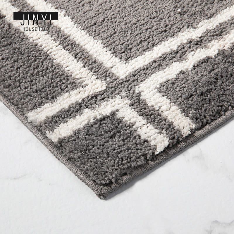 JD610 Gingham Striped Jacquard Weave Microfiber Bath Mat