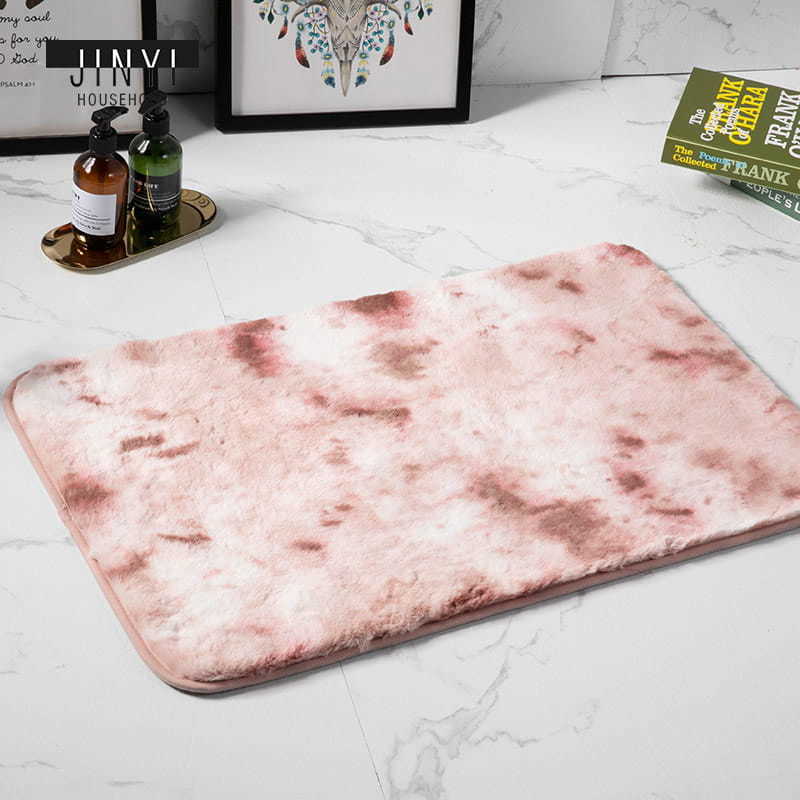 JD634 Pink Rabbit Fur Microfiber Bath Mat