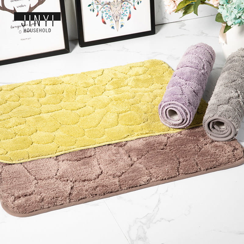 JD664 Solid Stone Pattern Simplicity Microfiber Bath Mat