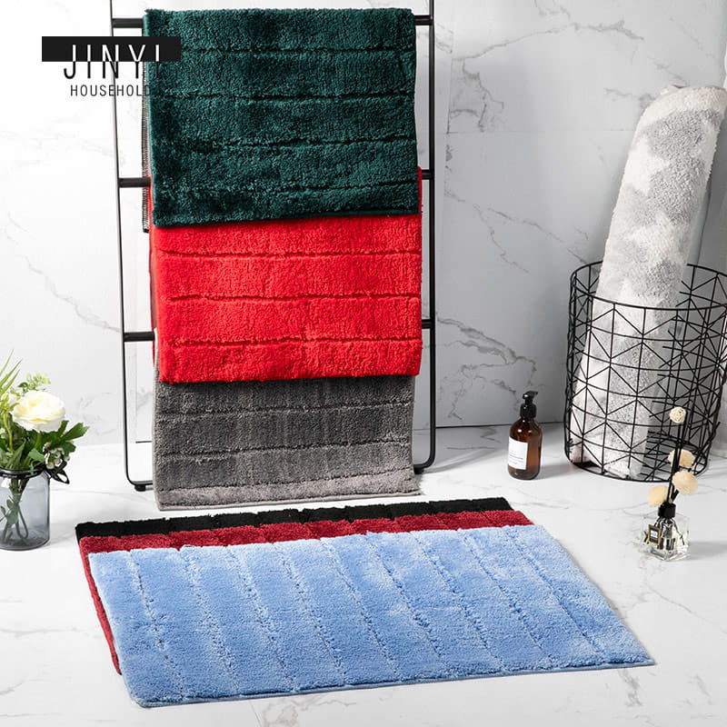 JD670 Stripe Simplicity Solid Microfiber Bath Mat
