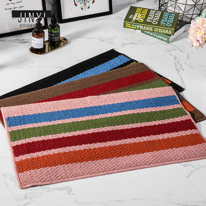 JY589 High Quality Stripe Patchwork Bathroom PP Mat