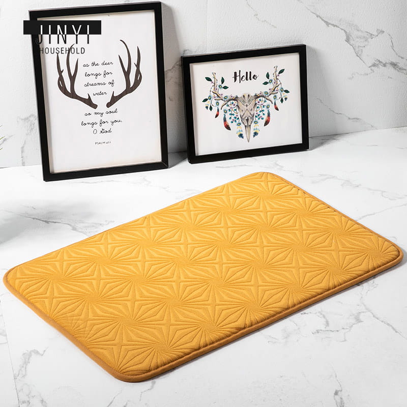Washable Solid Rhombus Memory Foam Bath Mat