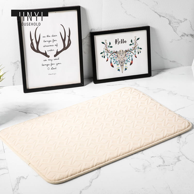 Light Color Square Memory Foam Bath Mat