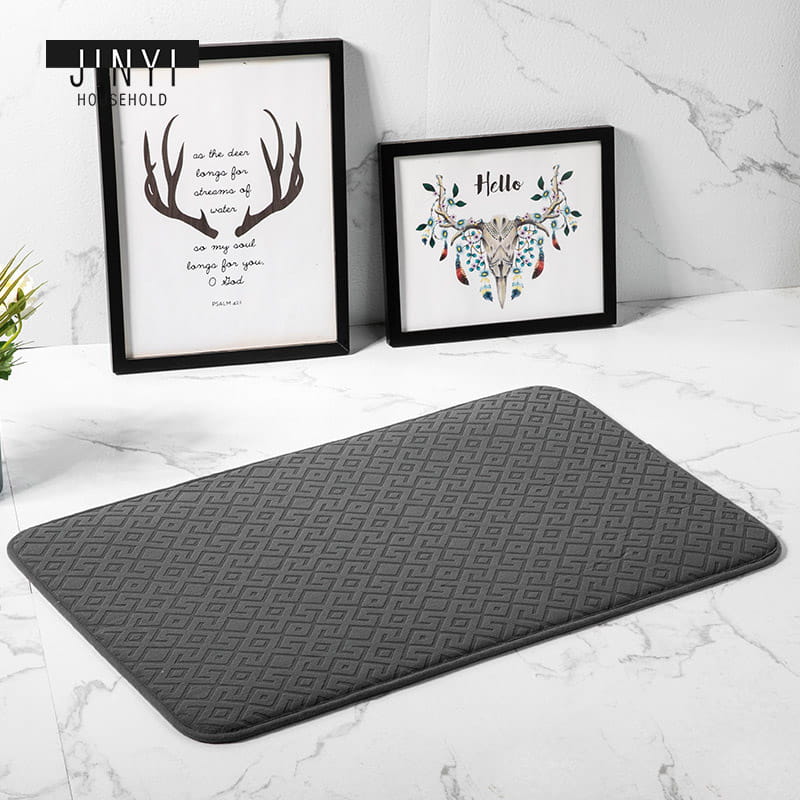 Gray Antislip Solid Memory Foam Bath Mat