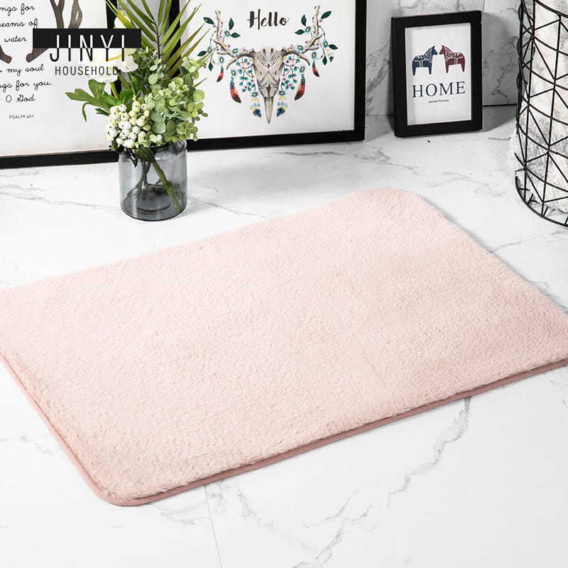 Pink Rabbit hair Fur bathroom mat