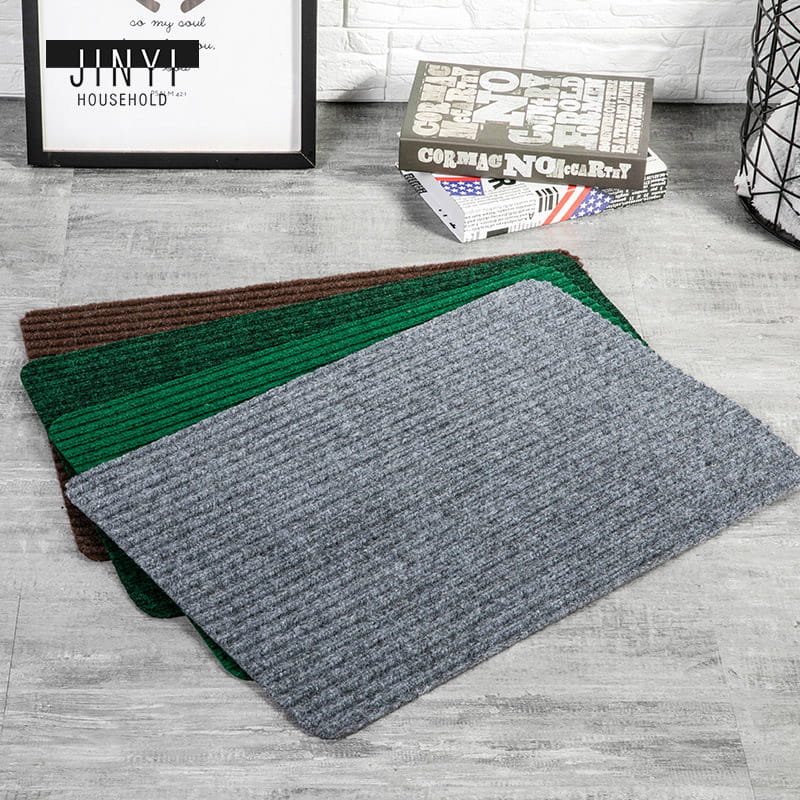 Solid Stripe Printed Waterproof Non-slip Rubber Door Mat